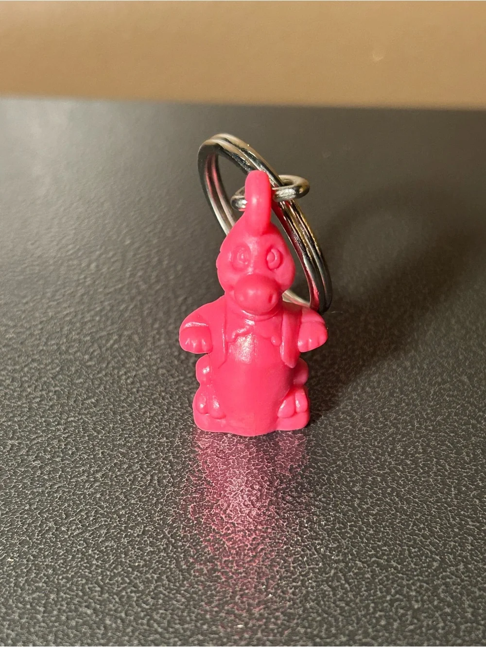 Vintage Tupperware Pink Fun Fern Flyer Keychain, Pink Dinosaur Keychain